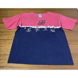 Vintage Scooby-Doo Sports T-Shirt Red Navy Color Block Soccer Graphic Mens XL